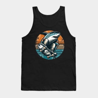 Retro Vintage Shark Skater Skateboarder Tank Top